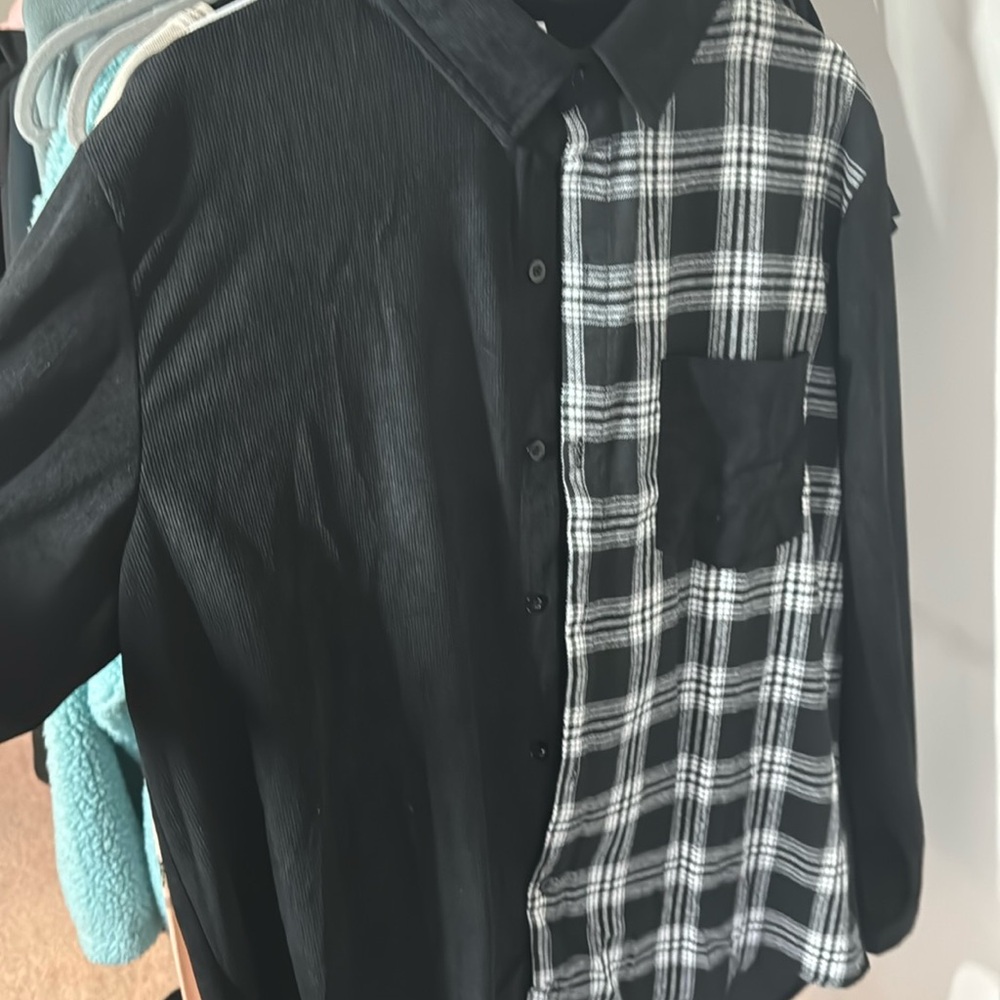 Black and plaid button down shirt